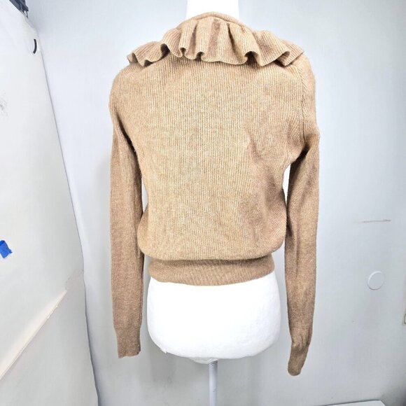 Madewell Merino Wool Alpaca Blend Light Brown Tan Ruffle Sweater - Picture 5 of 8